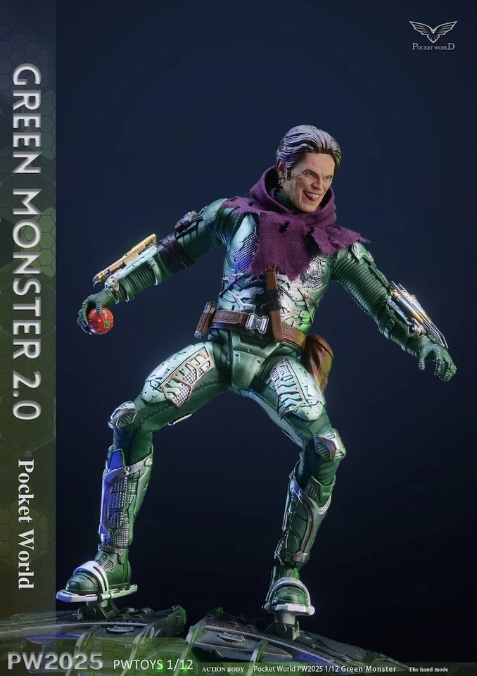 Figura de acción masculina coleccionable modelo PWTOYS PW2025 1/12 Norman Green Goblin 6" Foto 3 de 4
