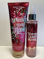 Bath  Body Works Winter Candy Apple Lot x 2 Body Cream Diamond Shimmer Mist