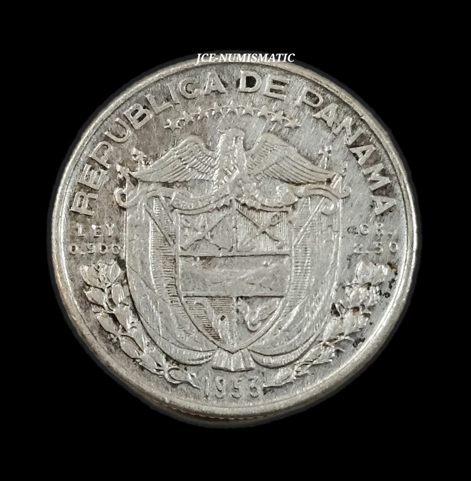 1953 - Un Decimo (1/10) De Balboa Panama Coin -Silver 0.900- Nice Coin!!! - Image 4 of 4