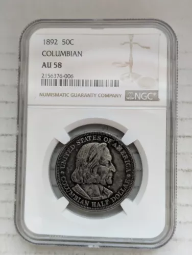 1892-P Columbian Exposition Half Dollar 90% Silver NGC AU58 50c Philadelphia