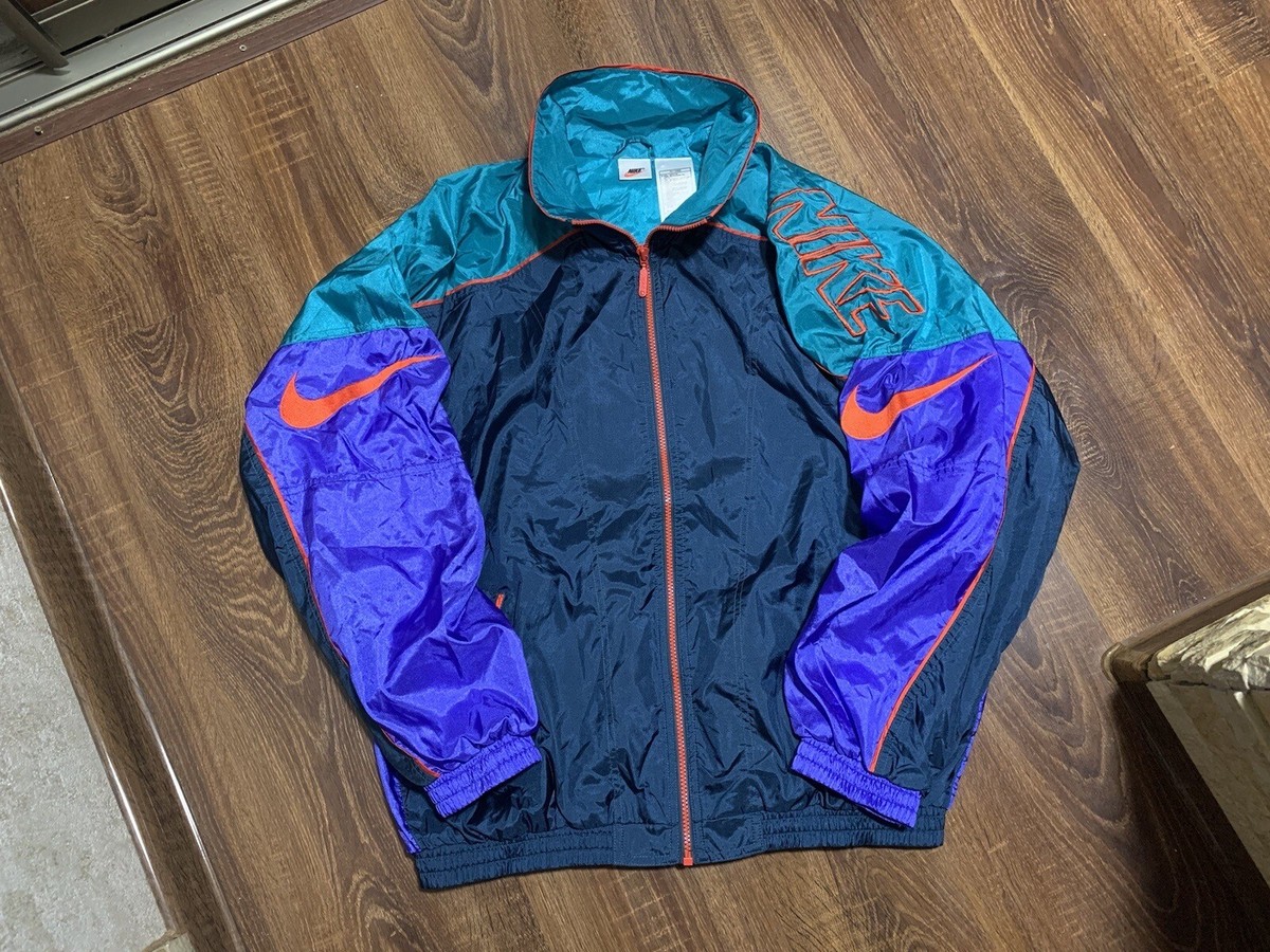 Vintage Nike big logo full zip jacket Sz L | eBay