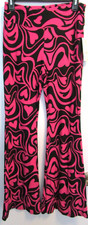 New Junior's M 7-9 Pink  black Hearts Stretch Flare Pants BY No Boundaries