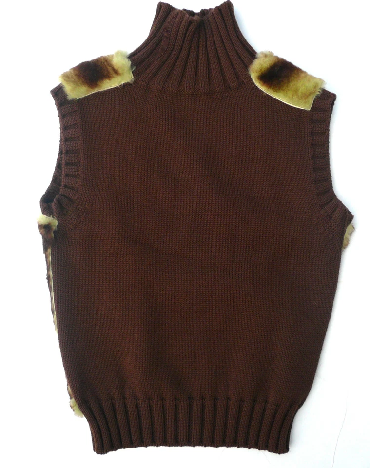 Lime Fur Sleeveless MOCK NECK Sweater Philosophy ALBERTA FERRETTI KNIT Leather - Image 3 of 4