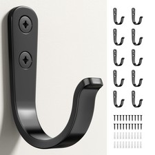 10Pcs Wall Hooks for Bathroom Kitchen, Closet, and Garage Black Metal Hooks New