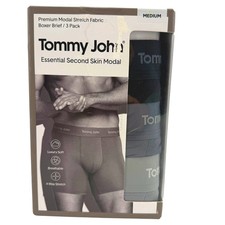 NEW Tommy John Mens Essential Second Skin Modal Boxer Brief 3 Pack Grey Medium
