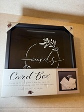 Wedding Black Wood Glass Card Gift Box White Script Lettering NWT Wedding Black Wood Glass Card Gift Box White Script Lettering NWT - Image 1