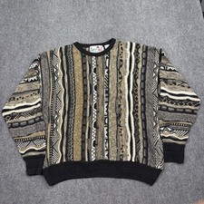 Florence Tricot 3D Knit Coogi Style Sweater Mens L Multicolor Textured Cosby 90S