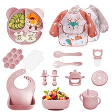 Silicone Baby Feeding Set, 14 Pcs Baby Led Weaning Supplies, Baby Spoons Fo...