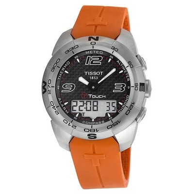Tissot T-Touch Expert T013.420.17.207.00 Black Dial Orange Rubber Strap