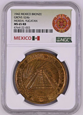 Medalla México Grove 1942 524b Mérida Yucatán NGC MS 65 RB