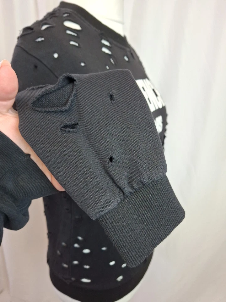Givenchy Distressed Sweatshirt Jumper Crew Neck Black Women's Medium C4918 - Image 3 of 4