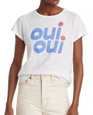 MOTHER Superior Denim Jeans Women s Medium T-Shirt Lil Sinful Tee Oui Oui White