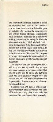 The 120 Year Diet: How to Double Yo..., Walford, Roy L.