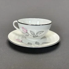 Zylstra Rose Cup and Saucer Replacements Pink Flower Fine China Made in USA