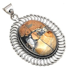Pendant Malinga Jasper Gemstone Mother'Day Gift Silver Jewelry 2.25"
