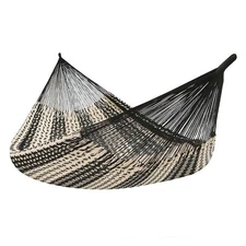 2-Person Cotton and Nylon Woven Fabric Hammock - Black and White by Sunnydaze