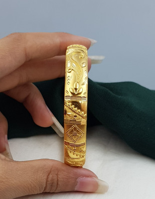 Echt Gold Armreif 22K schlicht Gelbgold breiter Armreif Armband Laser Cut Design