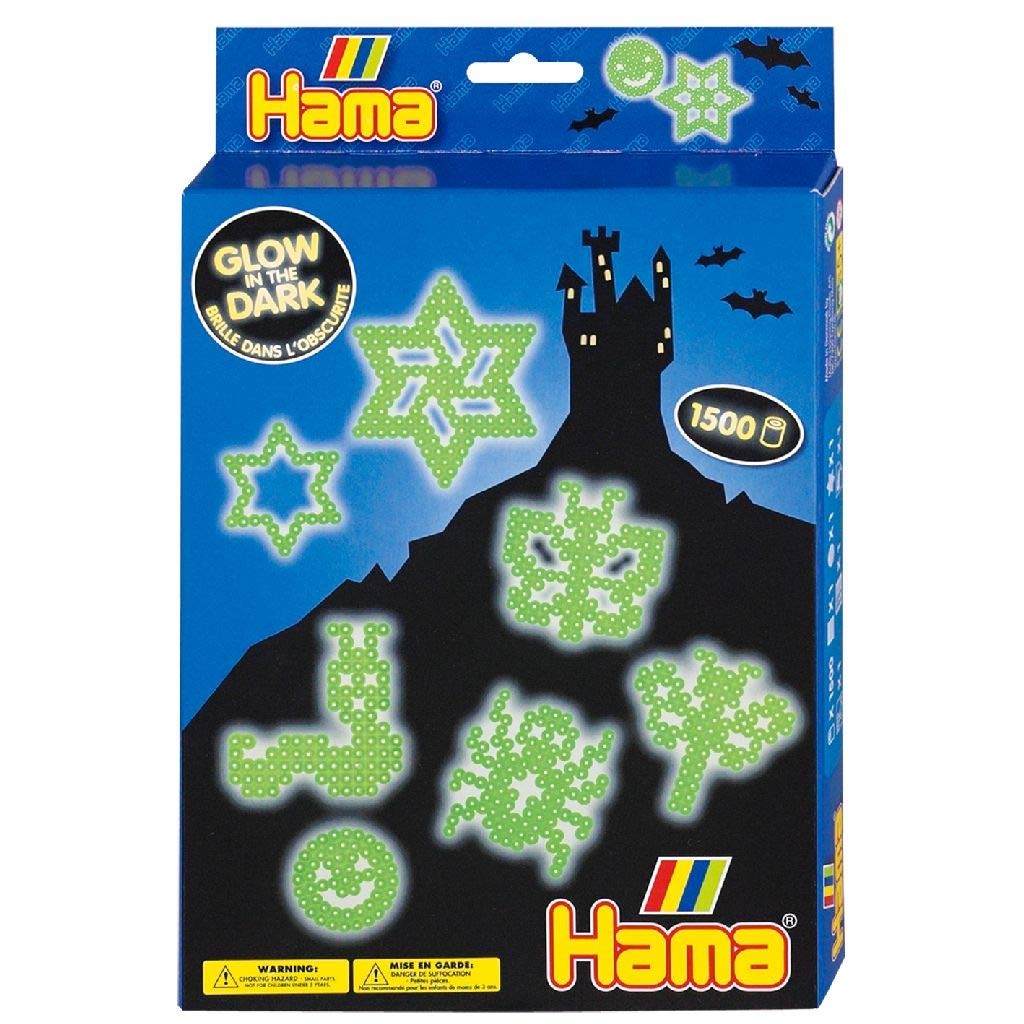 Hama Glow in The Dark Beads 1500 pcs 3 Pegboards Colour Printed Design She 3990₽