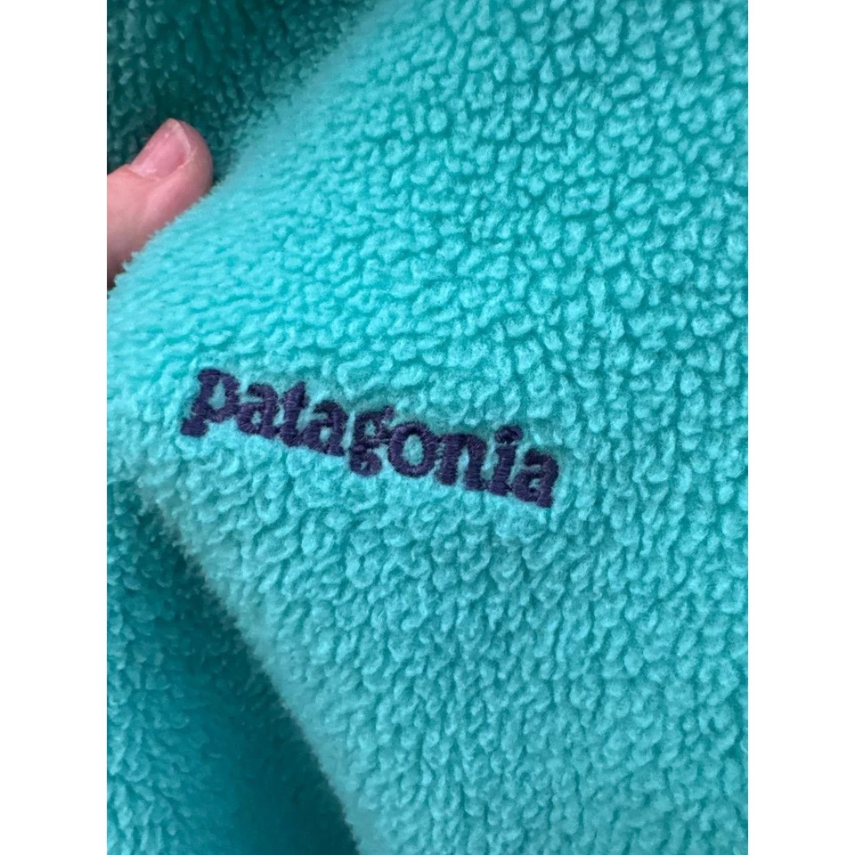 Pulôver de lã Patagonia Synchilla Snap-T pequeno turquesa vintage feito nos EUA - Imagem 4 de 4