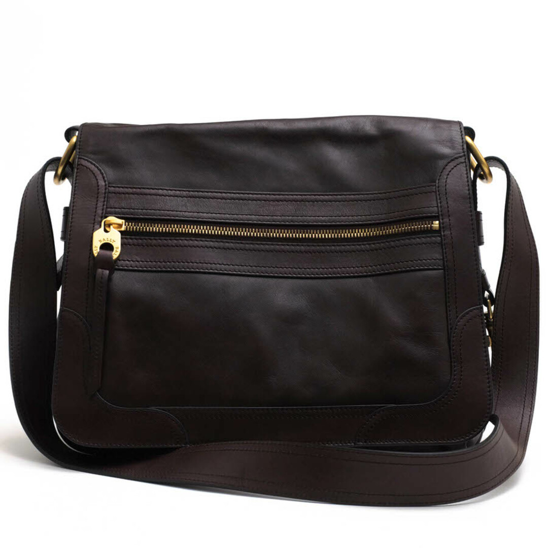 VIP【関税送料無料】希少 Bally Calf Leather Shoulder Bag BALLY Shoulder Bag Genuine Leather Dark Brown Messenger Bag
