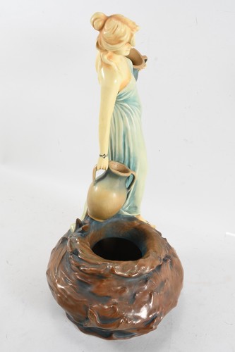 C11Y40- Jugendstil Bernhard Bloch Keramik Vase Frauenfigur am Brunnen um 1900 - Bild 5 von 12