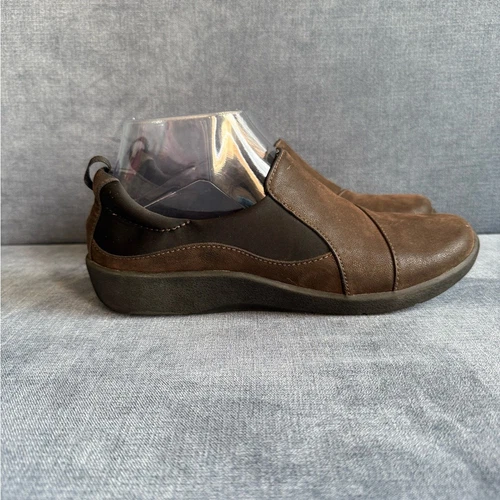 Mocassini Clarks Cloudsteppers donna pelle marrone taglia 7M comodi casual
