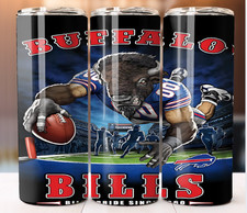 Buffalo Bills Football NFL Team Tumbler 20oz Mug Cup w/ Lid Straw Stainless