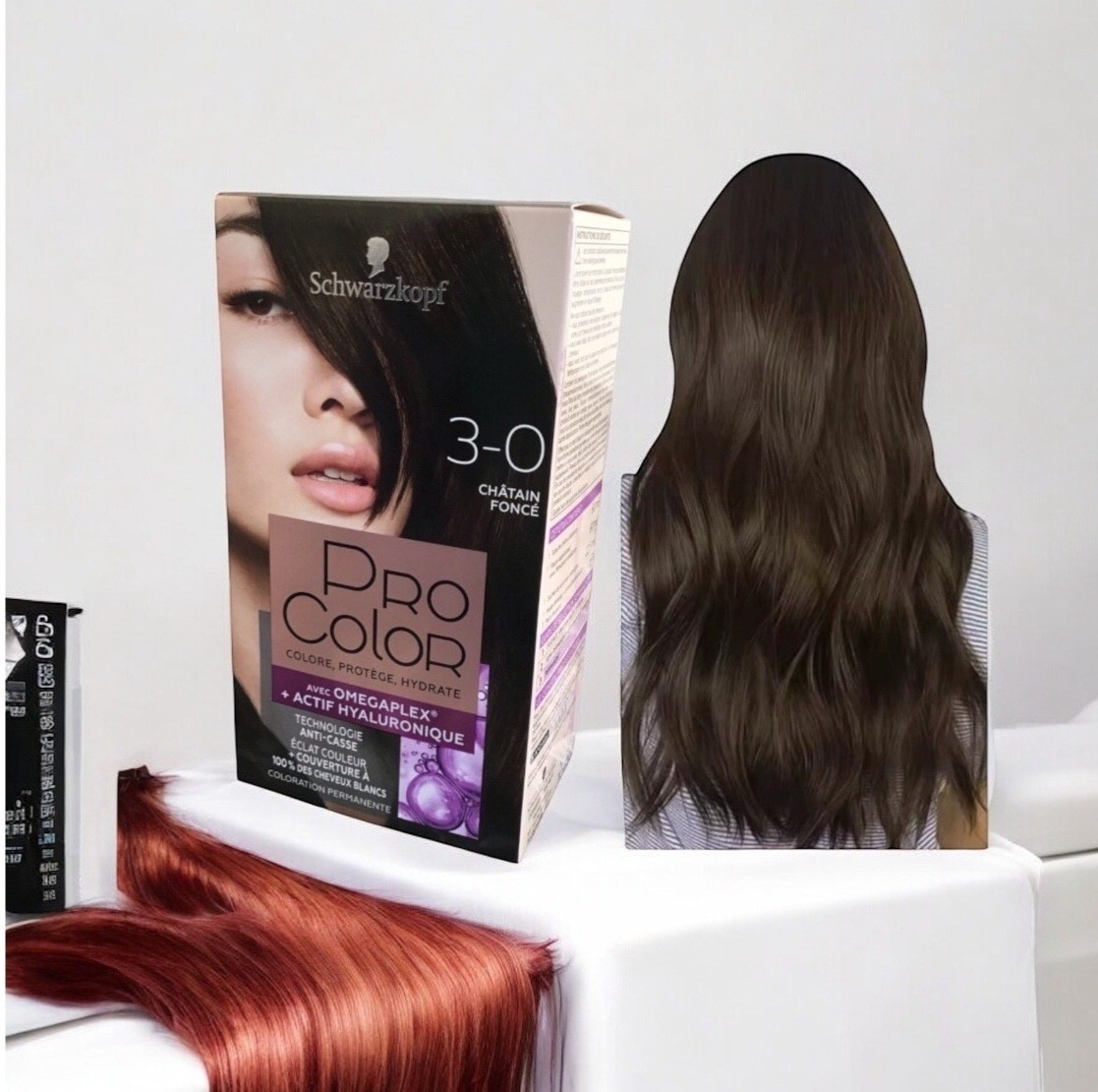 Coloration Permanente Schwarzkopf Pro Color 3-0 Châtain Foncé pour Routine Capillaire