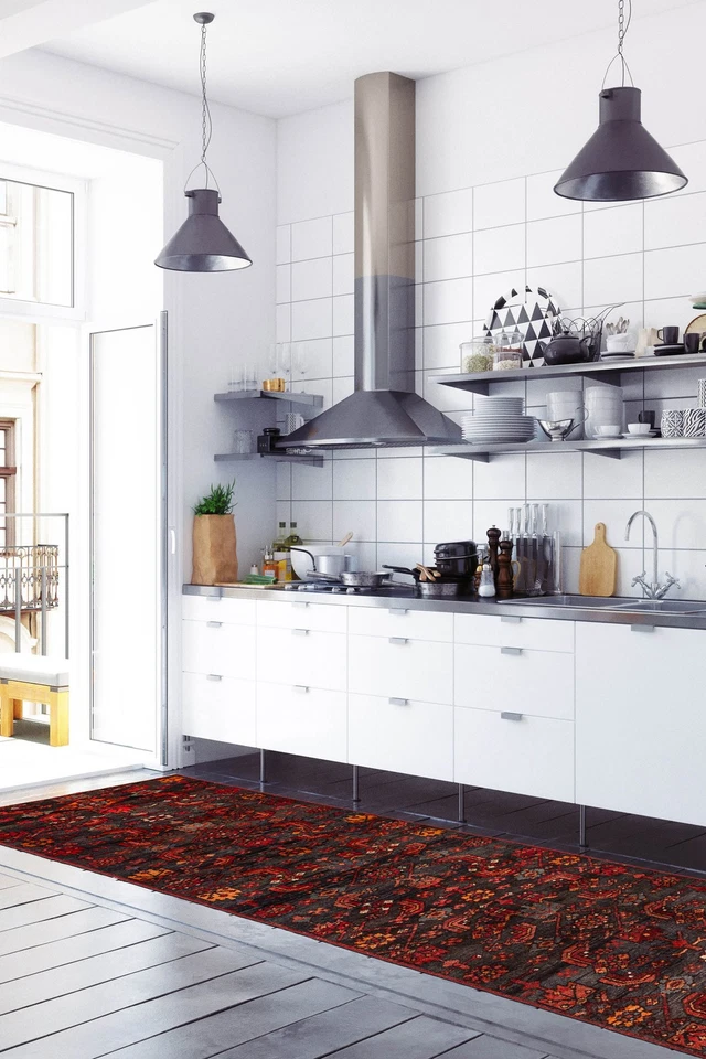 Alfombra de corredor tradicional oriental vintage anudada a mano de 2'4" x 12'5" Foto 2 de 4