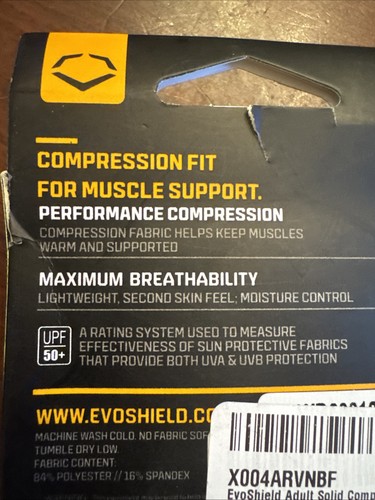 Evo Shield Black Compression Arm Sleeve Adults Size S/M - Picture 4 of 4