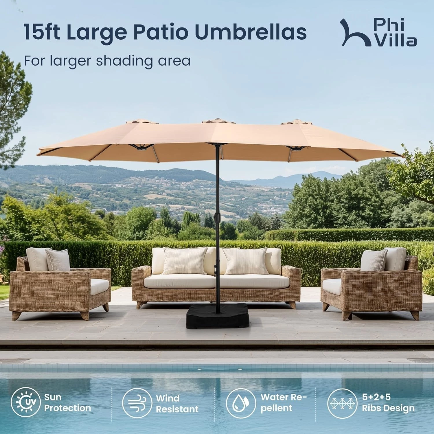 PHI VILLA Market Patio Umbrella - Thumbnail 2