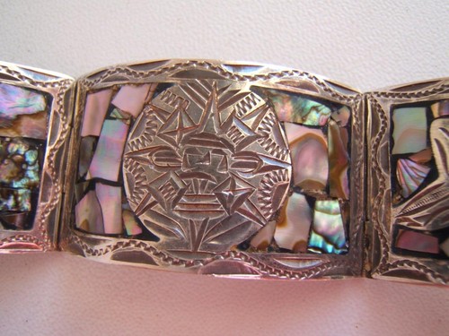 Vintage. MEXIKO MOPP & STERLINGSILBER PANEL ARMBAND PLATA 92 THUNDERBIRD PUNZE - Bild 12 von 15
