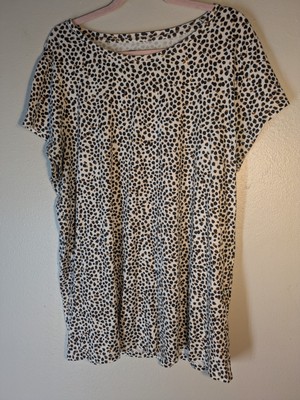 Old Navy 3X Plus White With Animal Print Short Sleeve Blouse