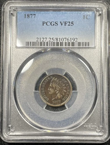 1877 Indian Head Cent Penny 1¢ PCGS VF25 Very Fine