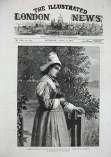 Old Antique Print Woman Country Church Gate Benediction 1874 Luxmore Art 19th