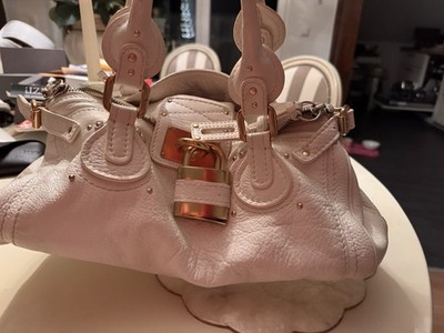 Chloe Paddington Tasche Leder Handtasche weiß gebraucht große Umhängetasche I...