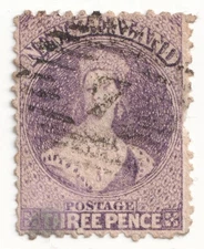 New Zealand 1864-71, 3d.deep Mauve Stamp SG118 - Used Postmark "7"