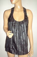 Ba&sh Black Tonal Lurex Stripe Embellished Silk Blend Blouse Top Sz S Ba&sh Black Tonal Lurex Stripe Embellished Silk Blend Blouse Top Sz S