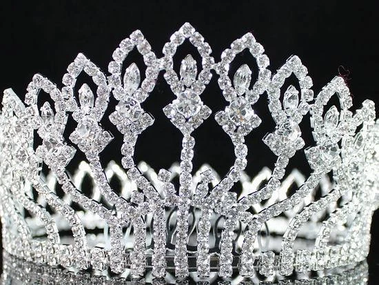 FLORAL CORONA COMPLETA TRANSPARENTE AUSTRIACO ESTRÁS CRISTAL TIARA CONCURSO GRADUACIÓN LG T1406 Foto 2 de 4