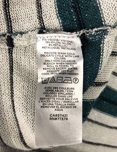 Camicia Ann Taylor Factory Teal avorio nera manica lunga a righe pull over XS - Foto 5 di 6