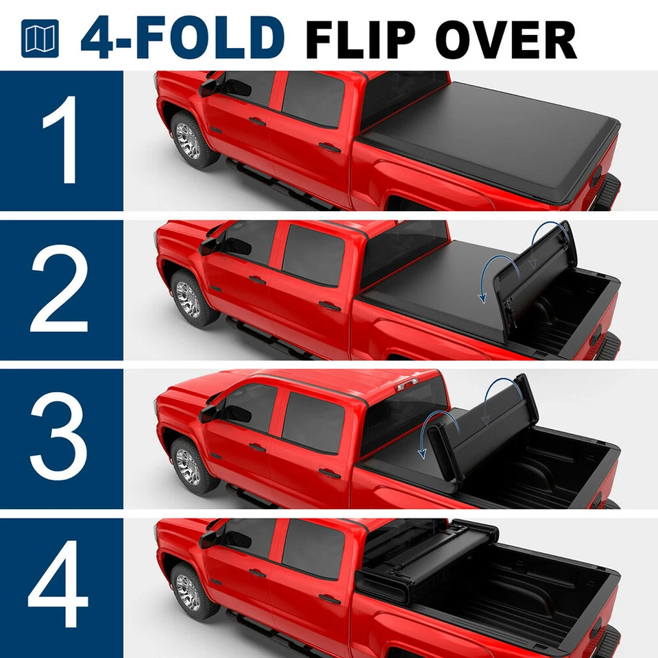 4-Fold 6.5FT Truck Bed Tonneau Cover For Chevy Silverado GMC Sierra 1500/2500HD - Image 3 of 4