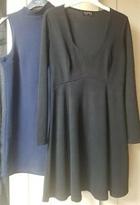 2x Womens Thicker Fabric Dresses Winter Dress UK 12 (EURO 40) Black & Navy Blue