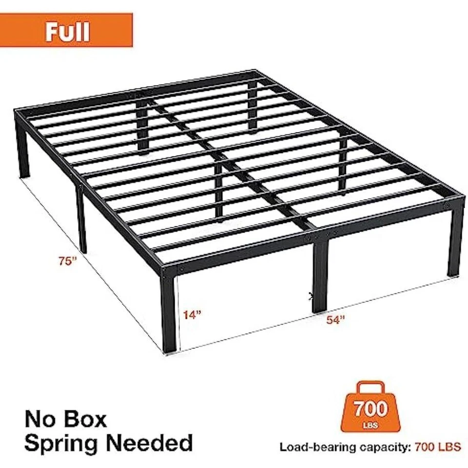 14 Inch Metal Platform Bed Frame Full King Queen Size Sturdy Steel Slat Support - Image 3 of 4