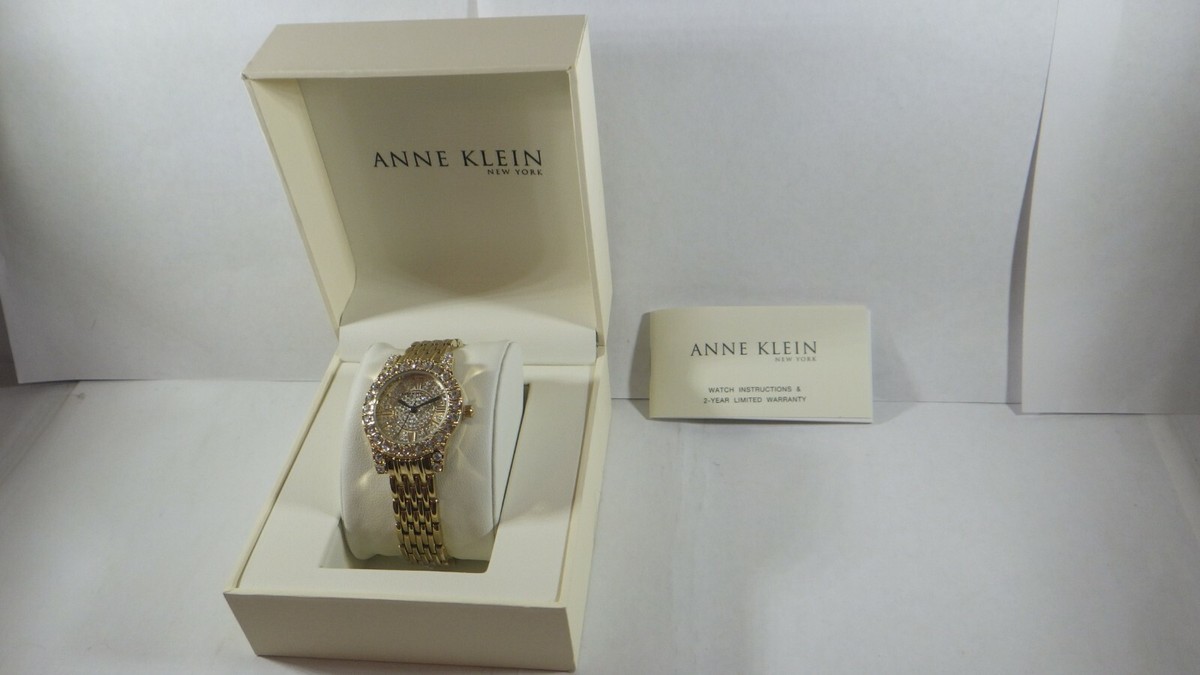 Anne Klein 12/2342PVGB Women\'s 32mm Pavé Crystal Dial Quartz Watch NWT Anne Klein 12/2342PVGB Ladies Gold Tone Pave Crystal Dial  main image 2