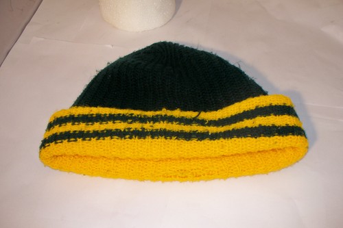 Vintage Green & Yellow Winter Knit Hat Cap Green Bay Packers Colors - Picture 9 of 9