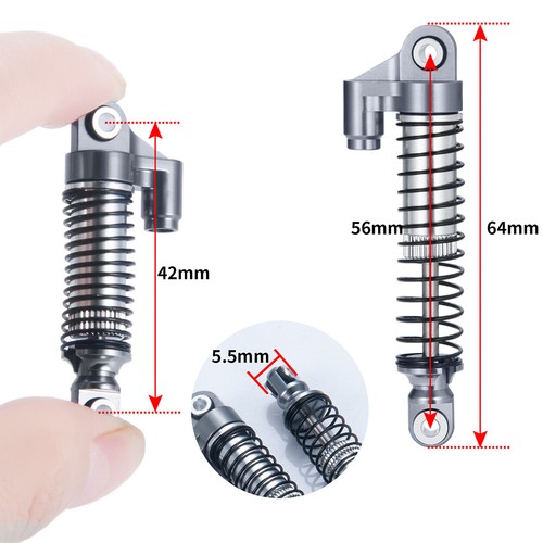 Qmore 4pcs Metal Shock Absorbers 51mm 56mm For 1/18 TRX4-M Model RC Crawler Car - Picture 45 of 45