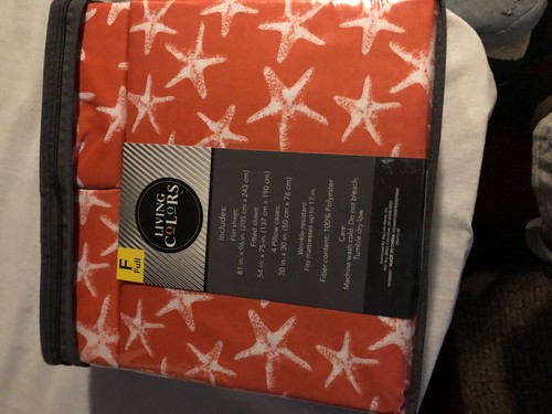 LIVING COLOR FULL SHEETS SET FLAT FITTED 4 PILLOWS CASES WRINKLE RESISTANT - Picture 4 of 5