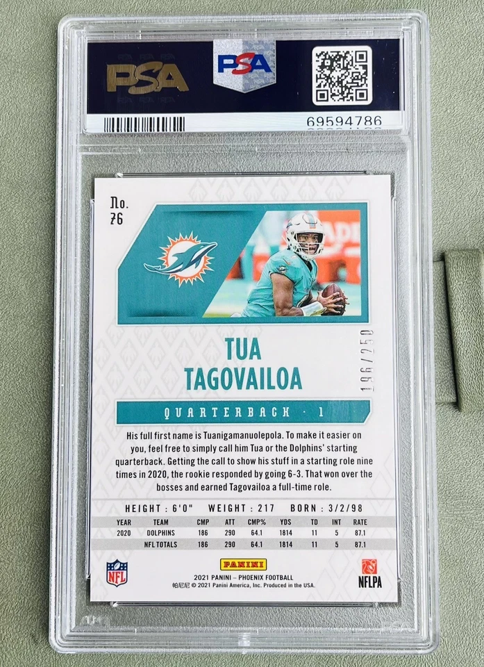 Tua Tagovailoa 2021 Panini Phoenix—Red/250 #76 PSA 9 Mint! (POP 3—1) - Image 4 of 4