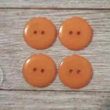 resin colors sewing buttons 2 holes flat orange 3/4 inch 20mm 4pc new