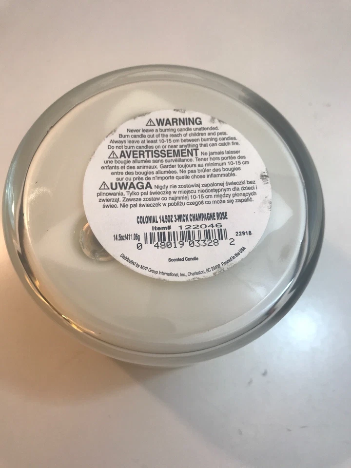 Vela colonial champán rosa tarro vela 3 mechas cera suave 14,5 OZ tapa dorada Foto 4 de 4